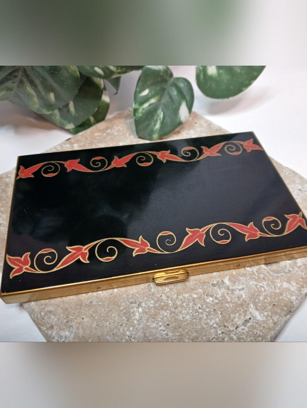 Vintage 1930s Deco Black Enameled VOLUPTE Cigarette Case